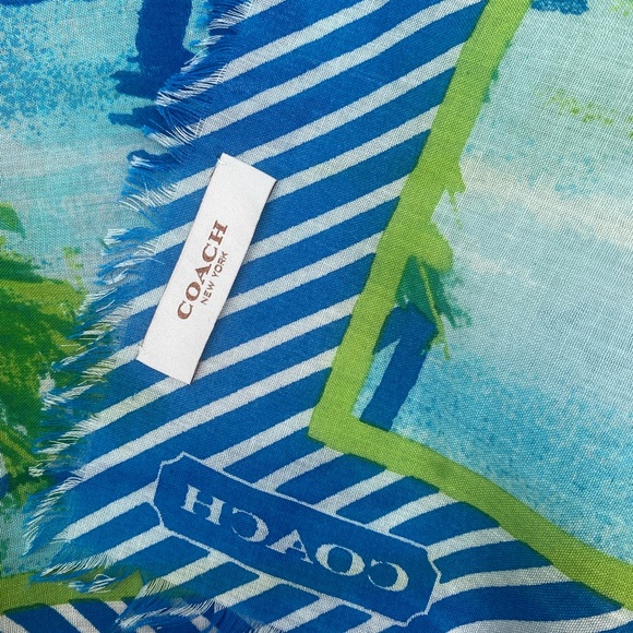 COACH Palm Trees & Sailboats Lightweight SCARF - scarf or wrap! - Picture 3 of 5